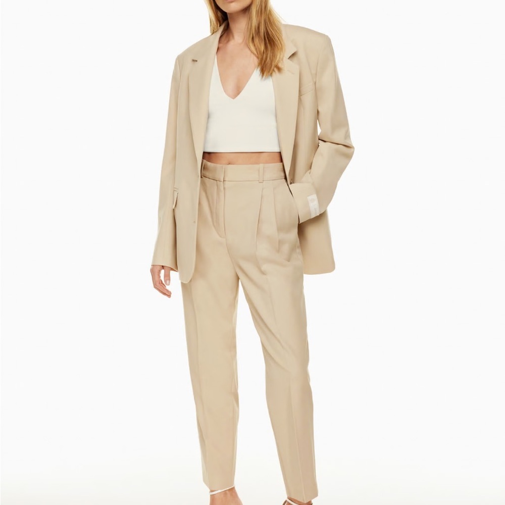 Aritzia Babaton Cream Vogue Pant High-Waisted Straight-Leg